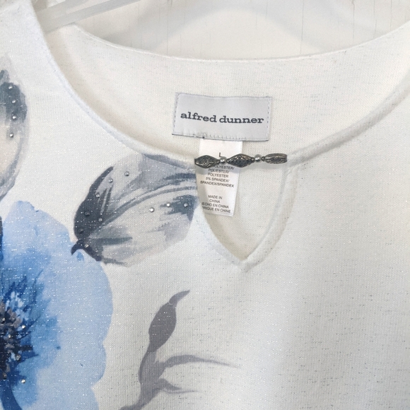 Alfred Dunner Floral Print Sparkle Shirt - Picture 7 of 8